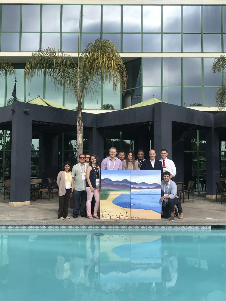 A company using one of our corporate painting party packages in Los Angeles, CA